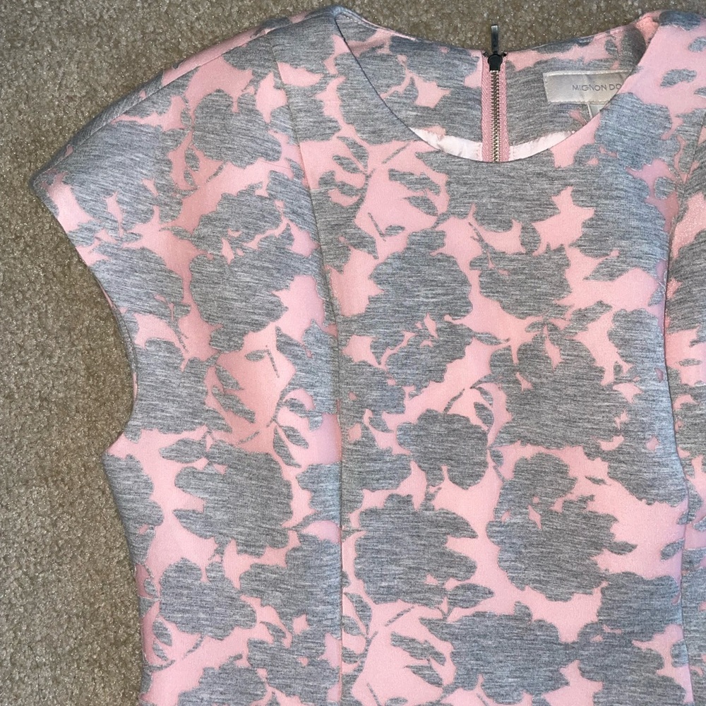 Anthropology Dress | Mignon Doo | Pastel Pink Light Grey Floral Cap M (8-10)